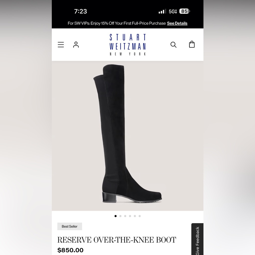 Stuart Weitzman Black Over-the-Knee Stretch Boots